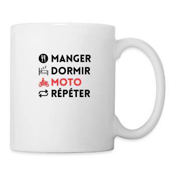 Manger dormir moto répéter - Mug blanc - blanc - Droite