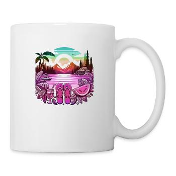 Été Lac Nature Flore Art Fleurs Mer Plage - Mug blanc - blanc - Droite