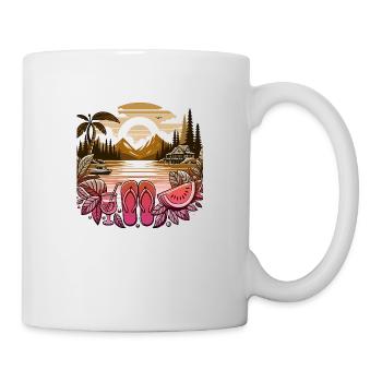 Été Lac Nature Flore Art Fleurs Mer Plage - Mug blanc - blanc - Droite