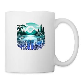 Été Lac Nature Flore Art Fleurs Mer Plage - Mug blanc - blanc - Droite
