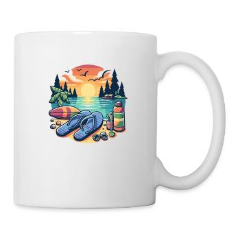 Été Lac Nature Flore Art Fleurs Mer Plage - Mug blanc - blanc - Droite