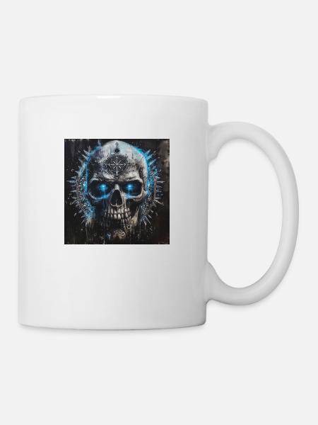 Crâne de Viking Crâne de Vikings Valhalla Vegvisir - Mug blanc - blanc