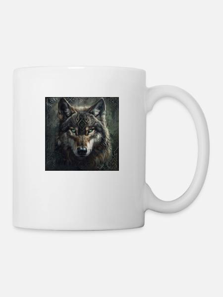 Wikinger Wolf Odins Wölfe Geri & Freki Valhalla - Tasse - Weiß
