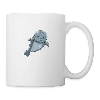 Süße Lächelnde Robbe Im Wasser - Tasse - Weiß - Rechts