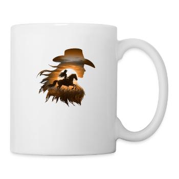 Cowboy Lustige Frauen Hut Wild Western Rodeo Texas - Tasse - Weiß - Rechts