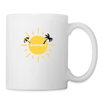 Sommersonne, Palme und Sonnenschirm - Tasse - Weiß - Rechts