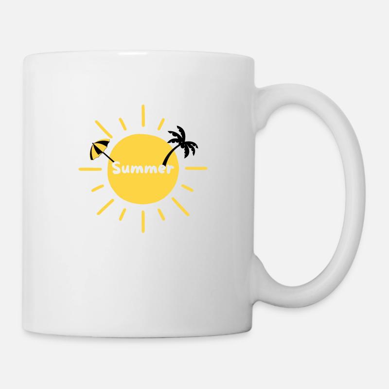 Soleil d'été palmier et parasol - Mug blanc - blanc