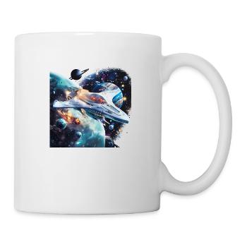 Découvrez de nouveaux mondes avec le vaisseau spatial - Mug blanc - blanc - Droite