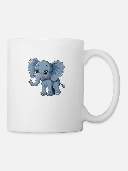 Niedlicher Elefant Für Kinderzimmer Wand - Tasse - Weiß
