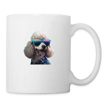 Welpe, Hund, Pudel, Hunde, cool mit Sonnenbrille - Tasse - Weiß - Rechts