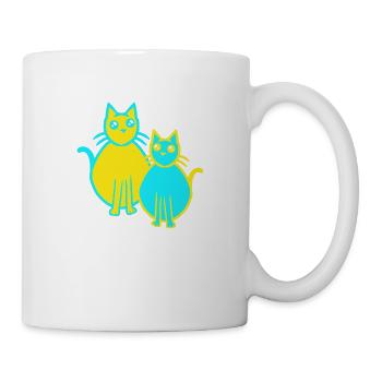 80er 90er Retroe Vintage Katzen Kätzchen - Tasse - Weiß - Rechts