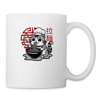 Niedliche japanische Katze isst Ramen-Nudeln Kawaii - Tasse - Weiß - Rechts