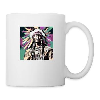 Winnetou,Indien,Illustration,Graffiti,Coloré,Beige - Mug blanc - blanc - Droite