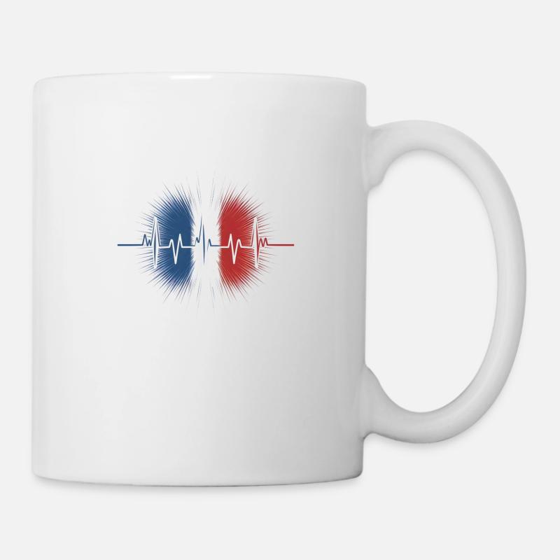 France Battement de Cœur Drapeau Français Fierté - Mug blanc - blanc