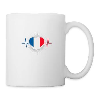 France Battement de Cœur Drapeau Français Fierté - Mug blanc - blanc - Droite