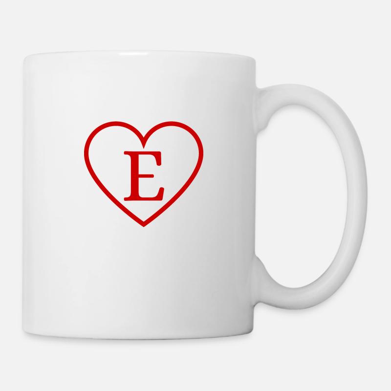 Lettre e cœur rouge - Mug blanc - blanc