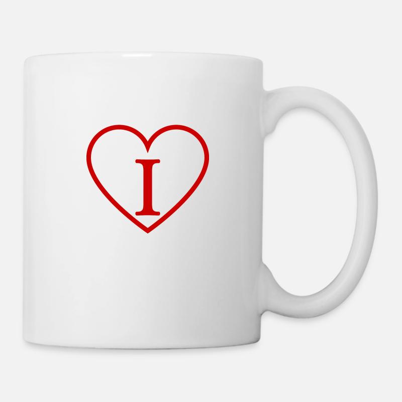 Lettre i cœur rouge - Mug blanc - blanc