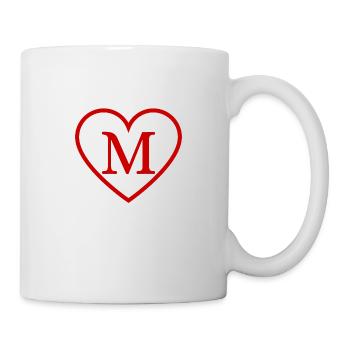 Lettre m cœur rouge - Mug blanc - blanc - Droite
