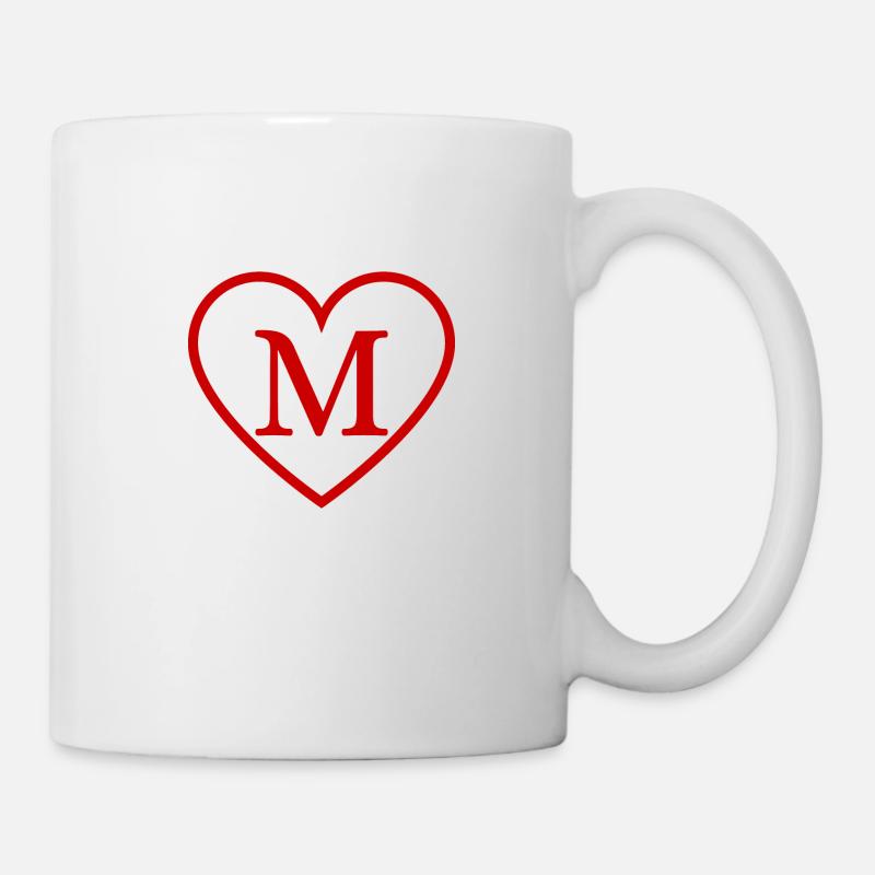 Buchstabe m rotes Herz - Tasse - Weiß