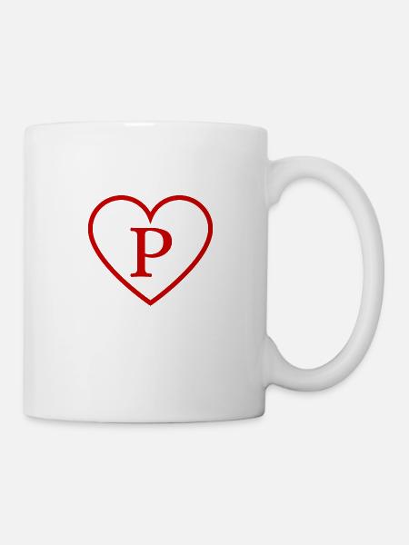 Lettre p cœur rouge - Mug blanc - blanc