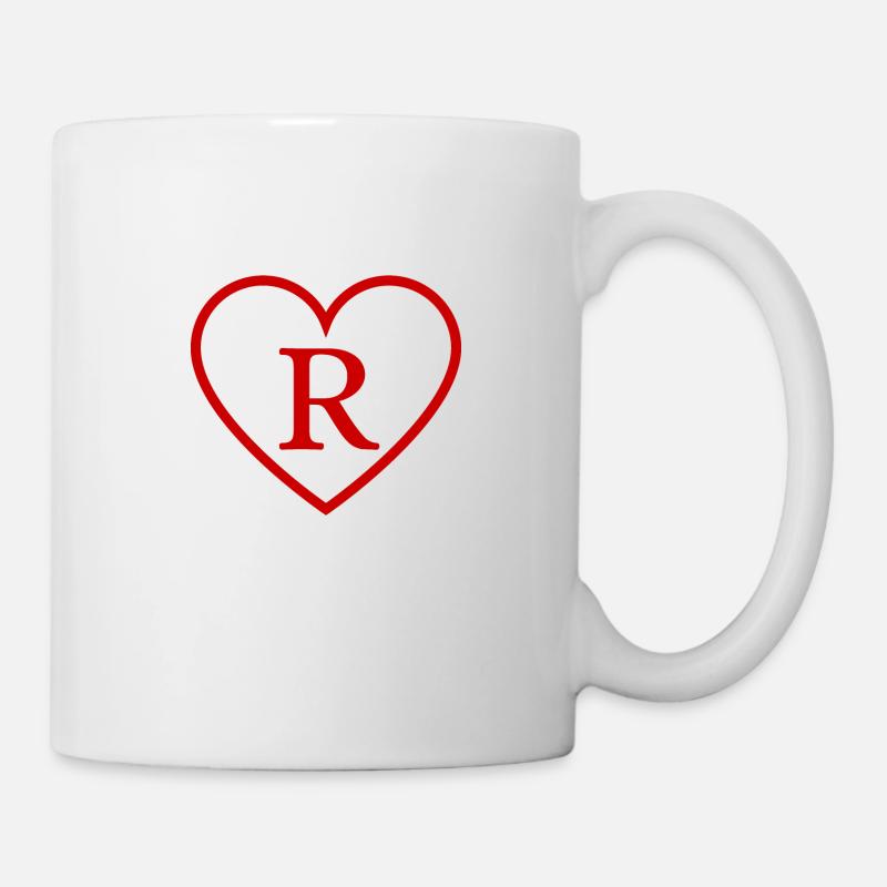 Buchstabe r rotes Herz - Tasse - Weiß
