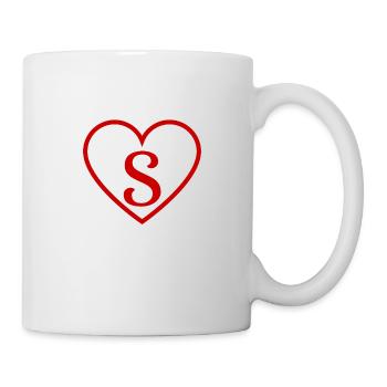 Buchstabe s rotes Herz - Tasse - Weiß - Rechts