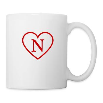 Buchstabe n rotes Herz - Tasse - Weiß - Rechts