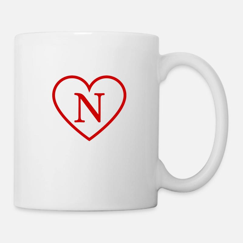 Buchstabe n rotes Herz - Tasse - Weiß
