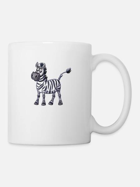 Zèbre drôle avec un grand sourire - Mug blanc - blanc