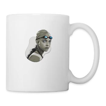 Le nageur inflexible aux yeux bleus - Mug blanc - blanc - Droite