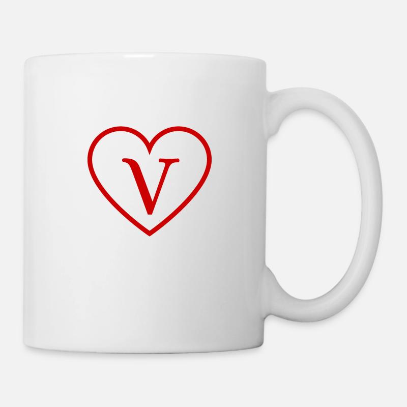 Lettre v cœur rouge - Mug blanc - blanc