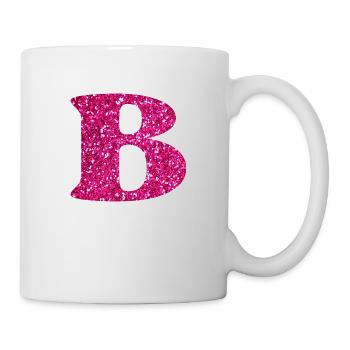 Buchstabe b rosa Glitzer - Tasse - Weiß - Rechts