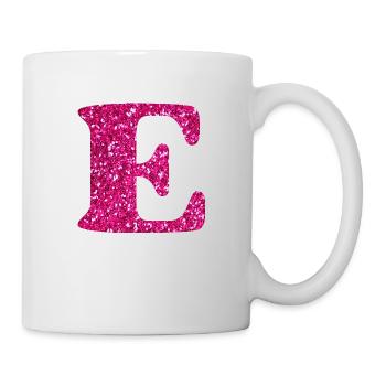 Buchstabe e rosa Glitzer - Tasse - Weiß - Rechts