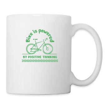 Bike is powered by positive thinking - Mug - white - Right