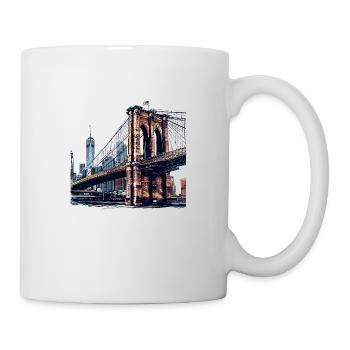 Die Brooklyn Bridge, ein Wahrzeichen New Yorks - Tasse - Weiß - Rechts