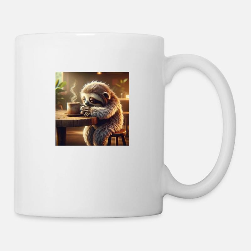 Faultier Morgenkaffee - Tasse - Weiß