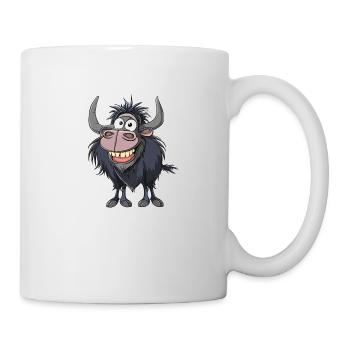 Cheerful yak with big horns - Mug - white - Right
