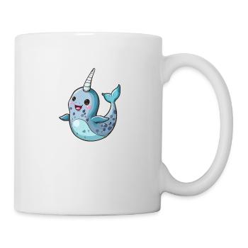 Narval avec corne de licorne à l’aspect aquarelle - Mug blanc - blanc - Droite