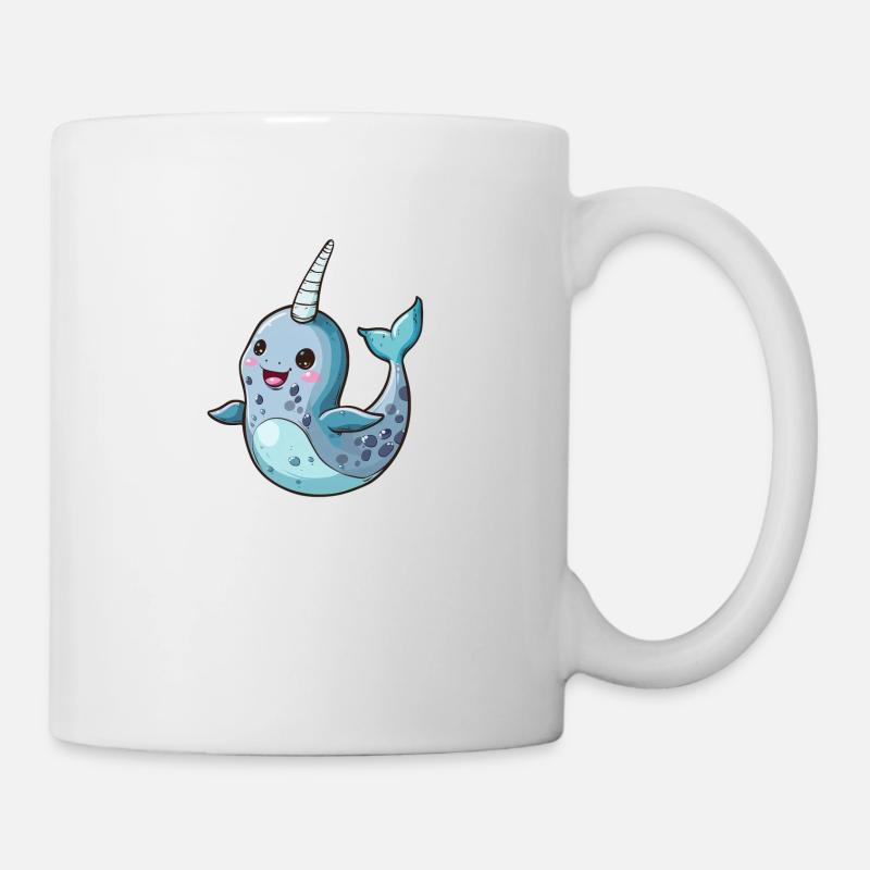 Narwal Mit Einhornhorn In Aquarell Optik - Tasse - Weiß