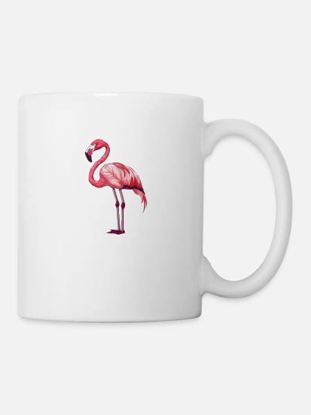 Eleganter Rosa Flamingo Stehend - Tasse - Weiß
