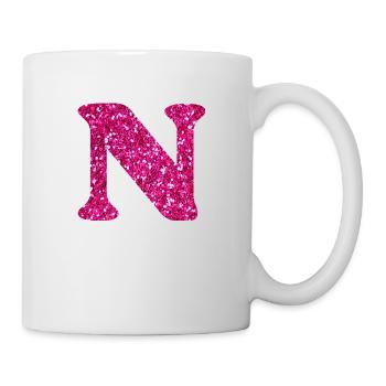 Rosa Glitzer Buchstabe n - Tasse - Weiß - Rechts