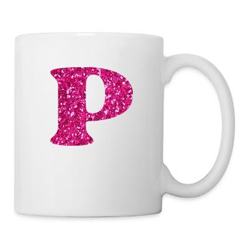 Glitzer rosa Buchstabe p - Tasse - Weiß - Rechts