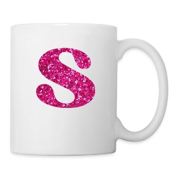 Glitzer rosa Buchstabe - Tasse - Weiß - Rechts