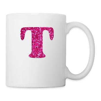 Buchstabe t rosa Glitzer - Tasse - Weiß - Rechts