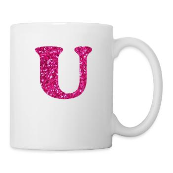 Glitzer rosa u Buchstabe - Tasse - Weiß - Rechts