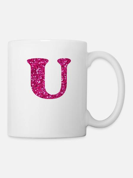 Glitzer rosa u Buchstabe - Tasse - Weiß