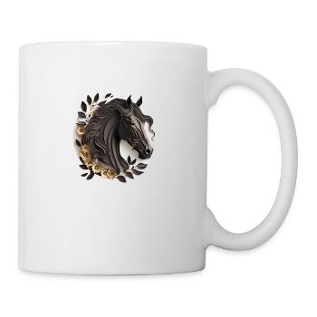 Style de papier de cheval frison - Mug blanc - blanc - Droite