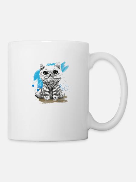 Happy Furry kitten tshirt - Mug - white