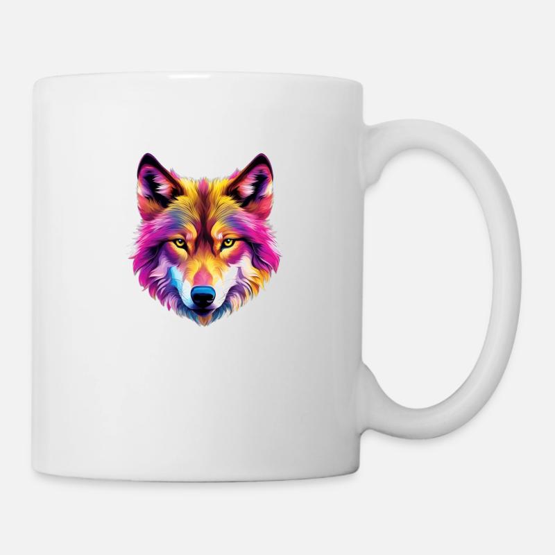 Farbiger Wolf - Tasse - Weiß