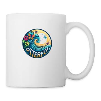 Vague de loutres avec des papillons - Mug blanc - blanc - Droite